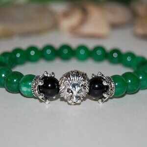 Lion Bracelet,Jade Bracelet,Silver Lion Jade Bracelet